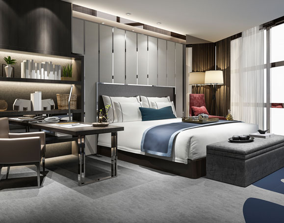 3d rendering beautiful luxury bedroom suite in hot gdtdxrl